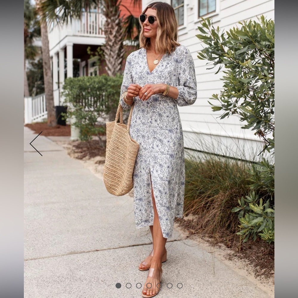 Splendid x Cella Jane Blue Floral Printed Midi Dress XS